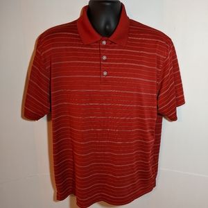 Men's Striped Polo- Large Vansport Red/White Striped
